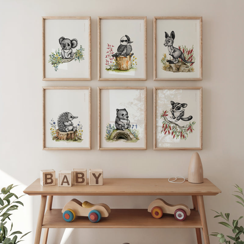 Baby Kangaroo Kids Nursery Wall Art Print Little Kiddo