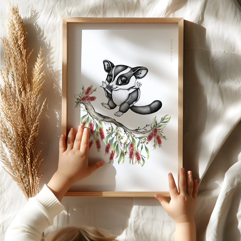 Moby the Sugar Glider Kids Nursery Wall Art Print