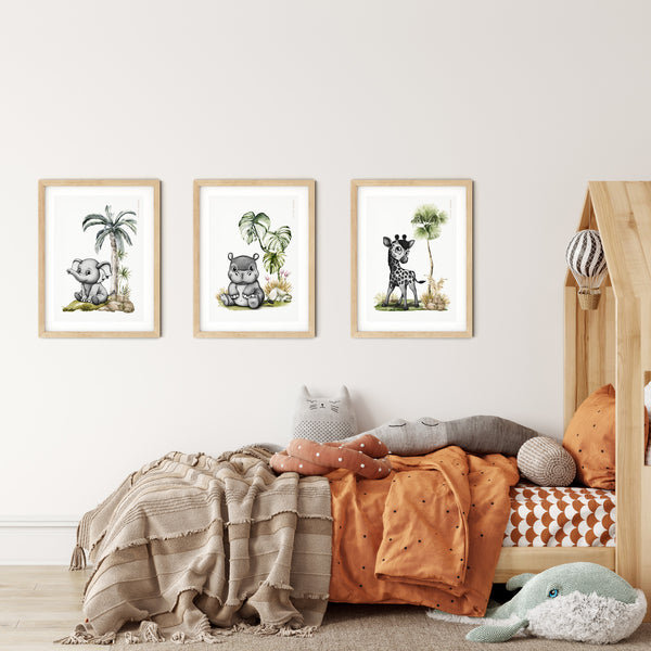 Cheeks the Hippo Kids Nursery Wall Art Print