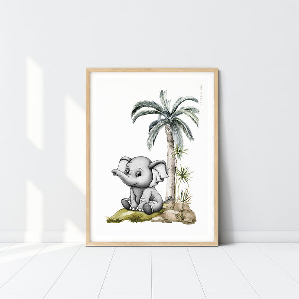 Marshall the Elephant Kids Nursery Wall Art Print