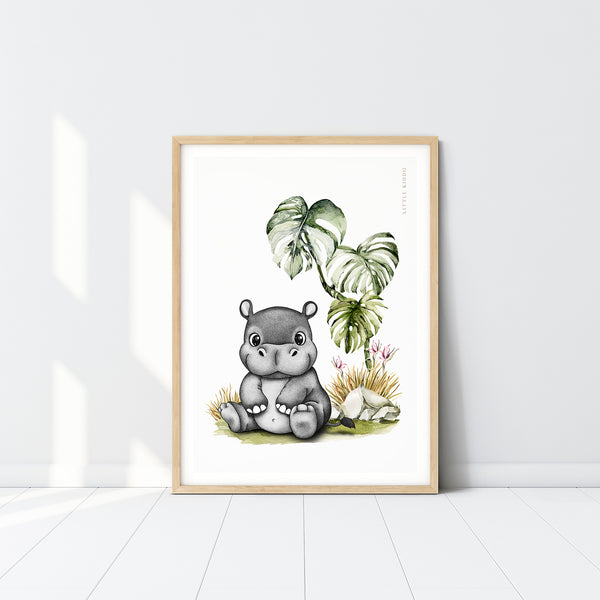 Cheeks the Hippo Kids Nursery Wall Art Print