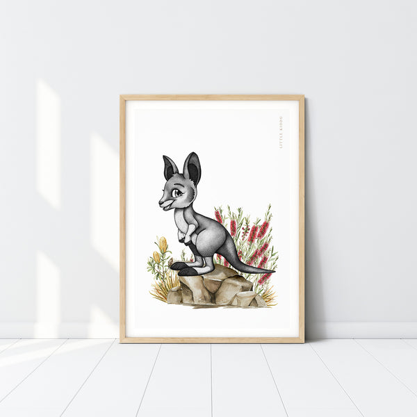 Junior the Kangaroo Kids Nursery Wall Art Print
