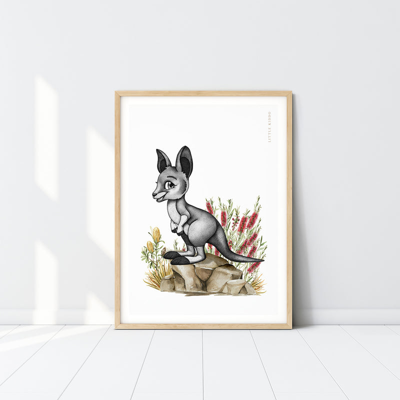 Junior the Kangaroo Kids Nursery Wall Art Print