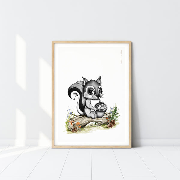 Scout the Squirrel Kids Nursery Wall Art Print