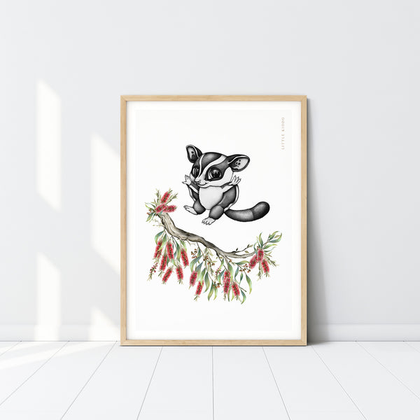 Moby the Sugar Glider Kids Nursery Wall Art Print