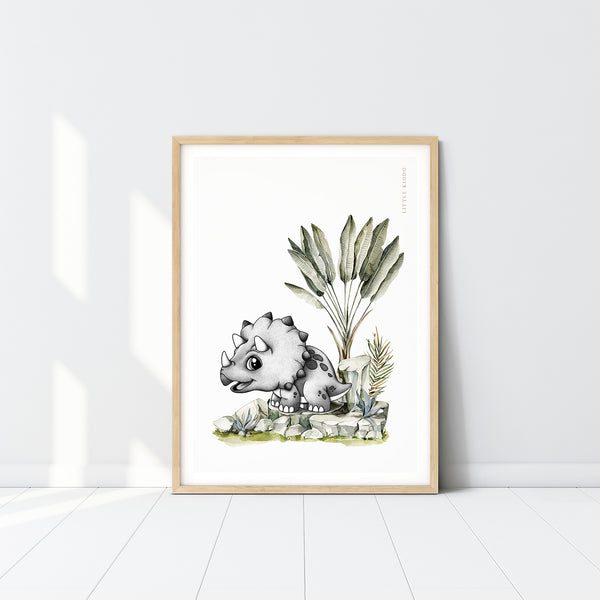 Tops the Triceratops Kids Nursery Wall Art Print