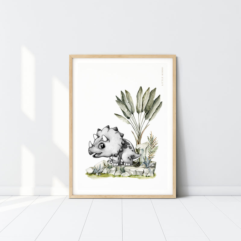 Tops the Triceratops Kids Nursery Wall Art Print